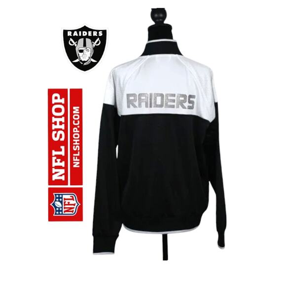 NFL Raiders Black & White Jacket with Sequence Logo Size Large - Picture 1 of 12